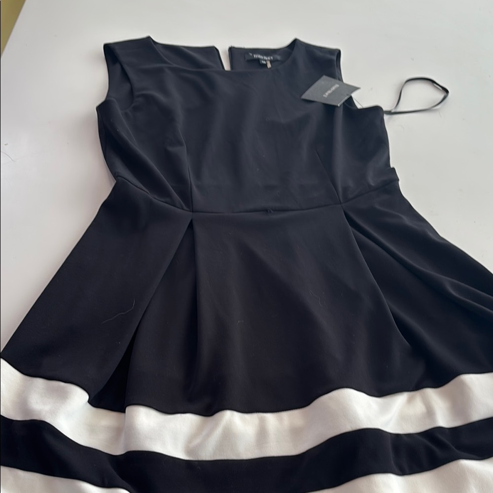 Ellen Tracy Black and White Pleated Mini Dress